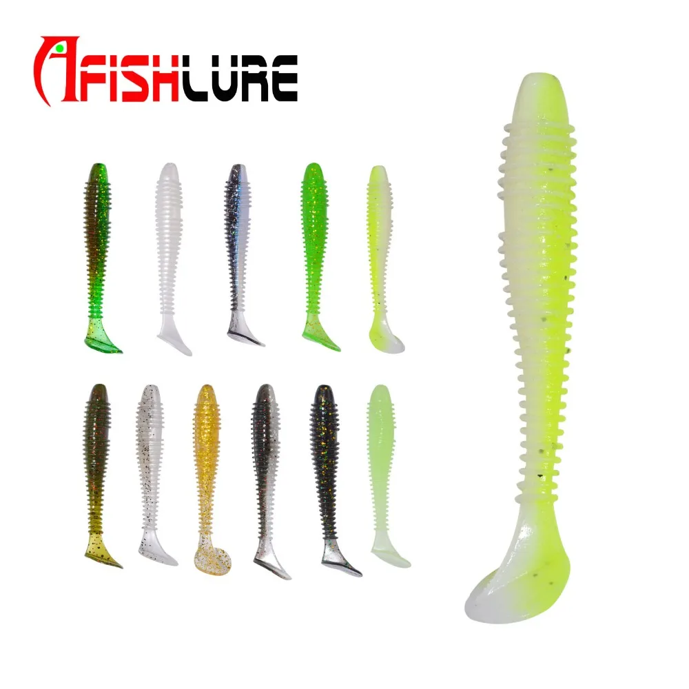 Afishlure 14 шт./лот мягкая искусственная рыболовная приманка с Т образным хвостом 55
