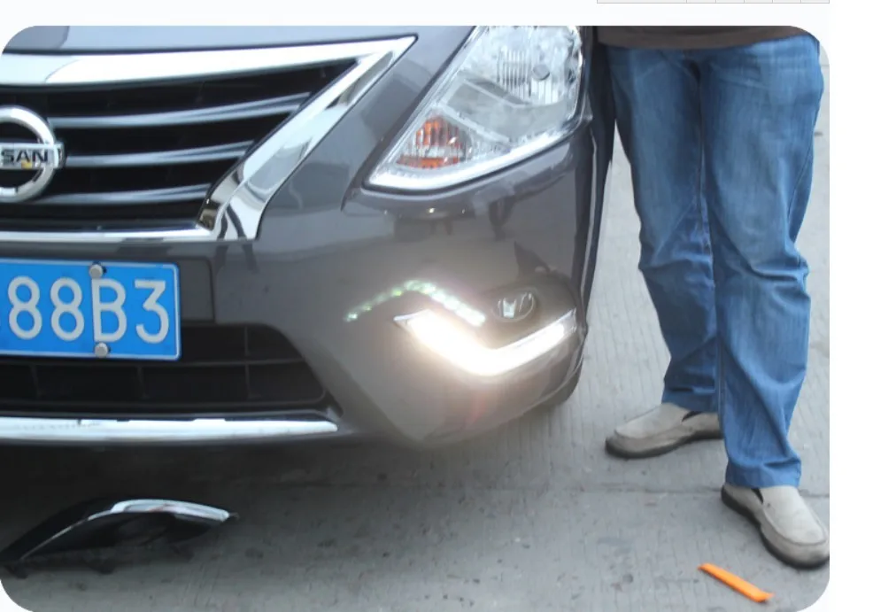 OsMrk светодиодные дневные ходовые огни drl для nissan versa sunny-15, аксессуары, с желтым поворотным сигналом и синим ночным светом