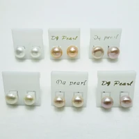 100 nature freshwater pearl stud earrings 9 10 mm with stainless steel pin environmentally friendly jewelry for women earring