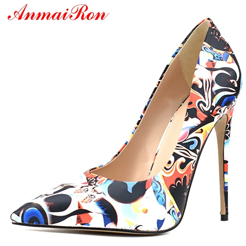 

ANMAIRON PU Basic Super High (8cm-up) Thin Heels Pumps Pointed Toe Casual Slip-On Shoes Woman Size 34-43 LY926