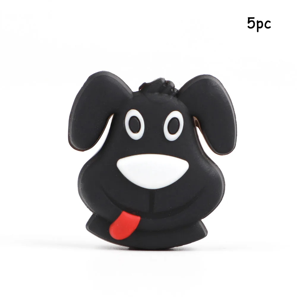 Dog-10 TYRY. HU 5 шт./лот, силиконовые бусины для пищевых продуктов, мини-конфеты, пингвин, щенок, слон, Прорезыватель для зубов, BPA бесплатно, DIY, детские игрушки для прорезывания зубов - Цвет: Dog-10