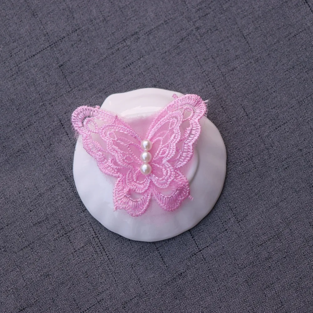 H032 растворимый цветок бабочка кружевная отделка из органзы вязание свадьба