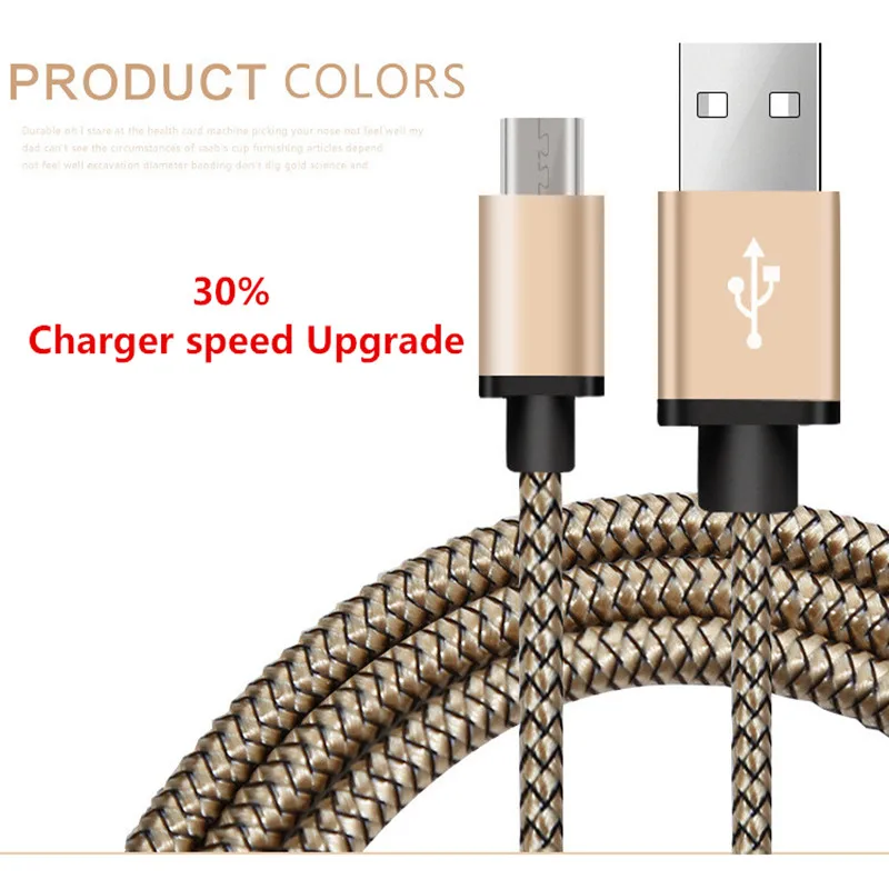 500 шт. Высокое качество 1 м 2 3 2.4A нейлон плетеные ткани Micro V8 Usb кабель аксессуары