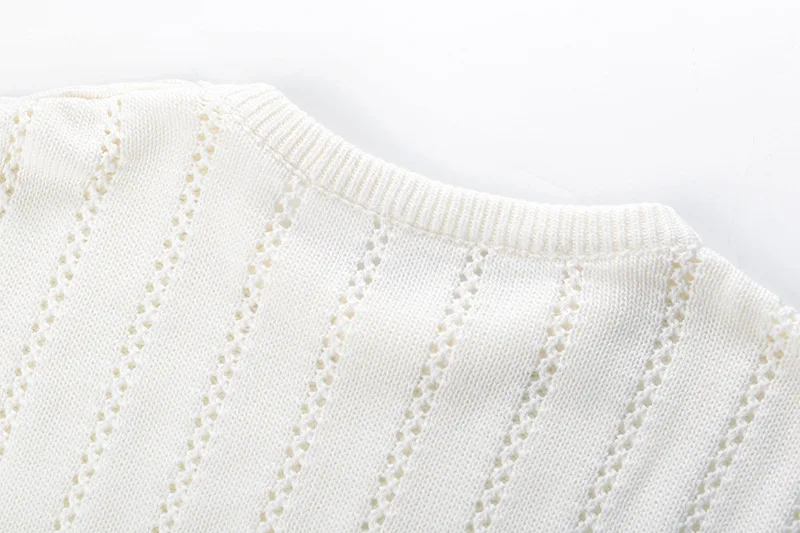 GRUIICEEN new hollow out white runway sweater jumpers ladies round neck slim waist ruffle knit pullovers GY201886 | Женская одежда
