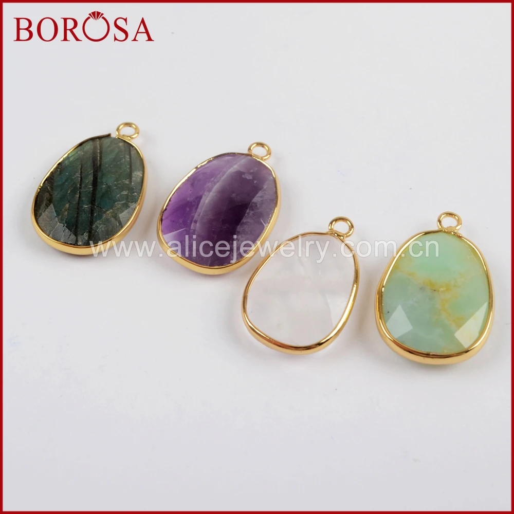 BOROSA 10 шт. Новый Подвеска в виде капли с блестками Лабрадорит белый кварц граненый