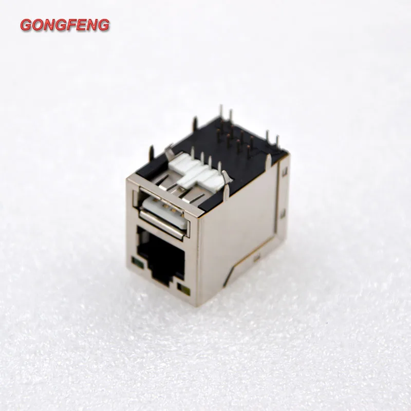 GONGFENG 10 шт. новый сетевой разъем RJ45 + однослойный USB светодиодный светодиодной