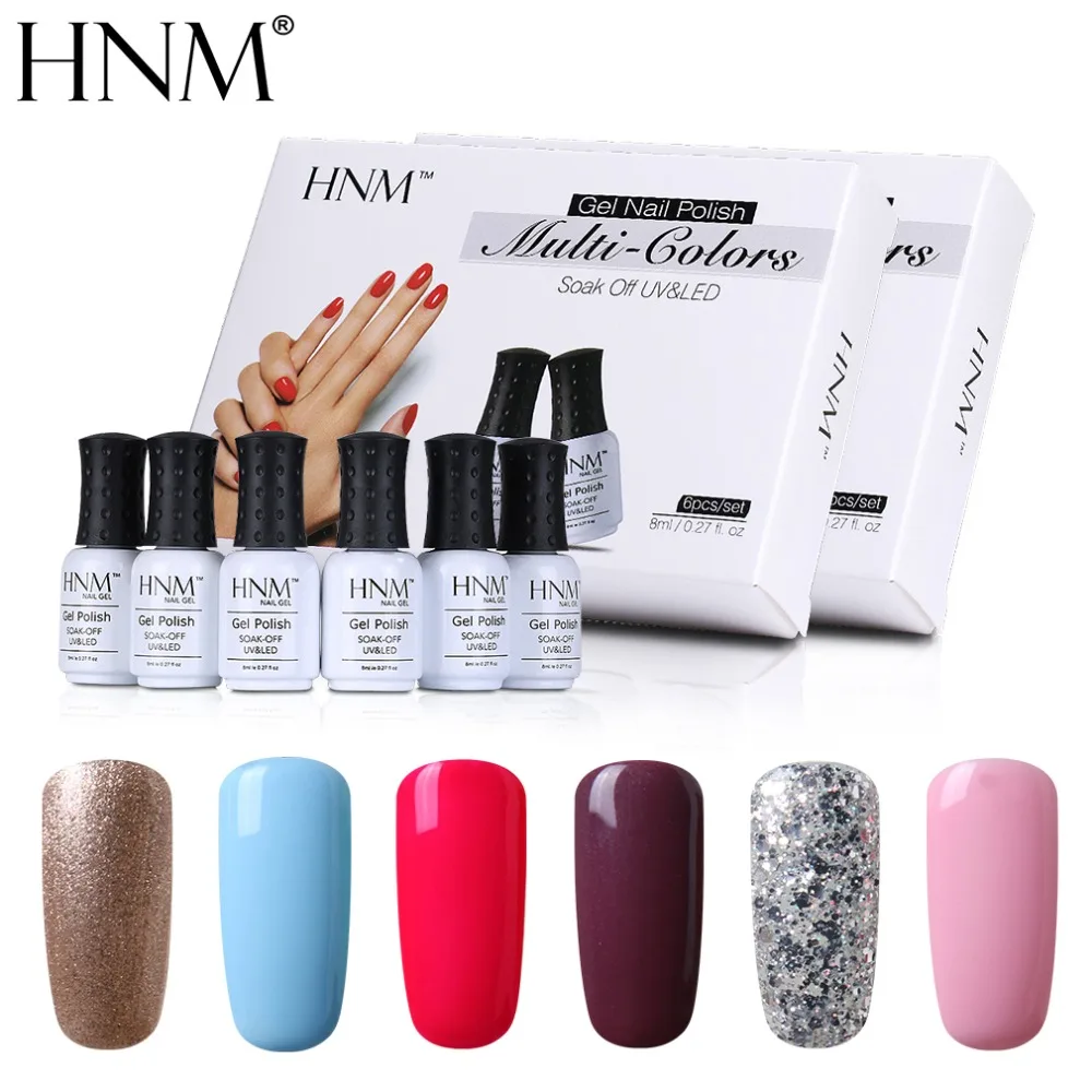 HNM 6 шт./компл. лак Lucky УФ гель для ногтей набор штамповки полуперманентный твердый
