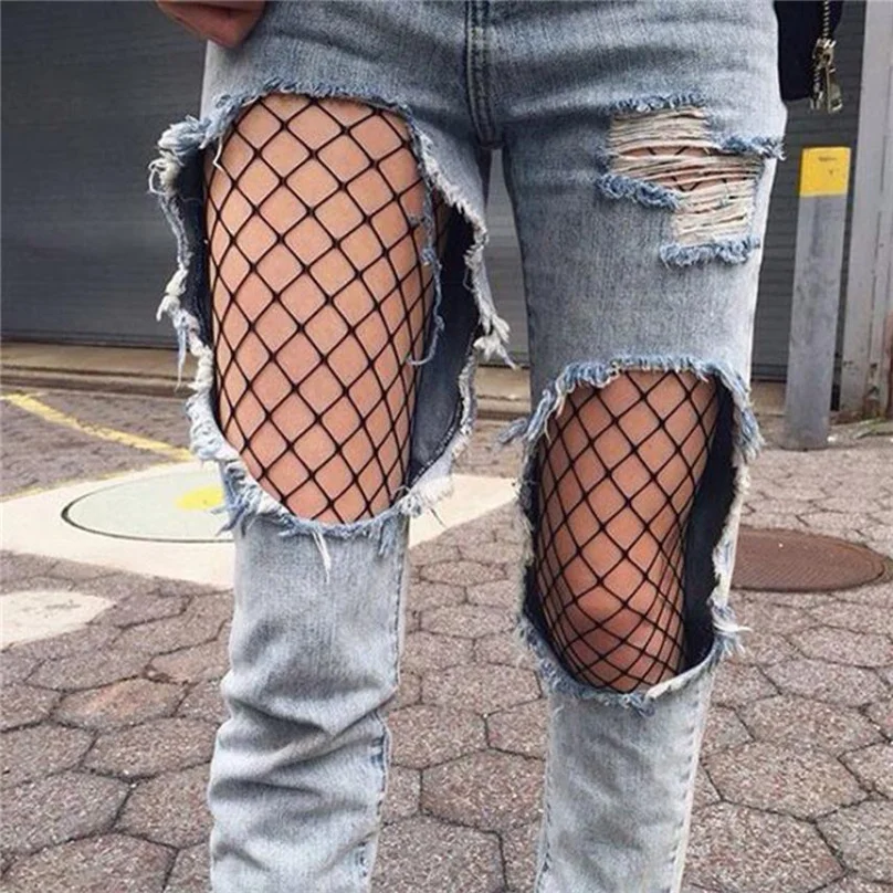 Модные чулки большие сетчатые черные комбинезоны сексуальные колготки для