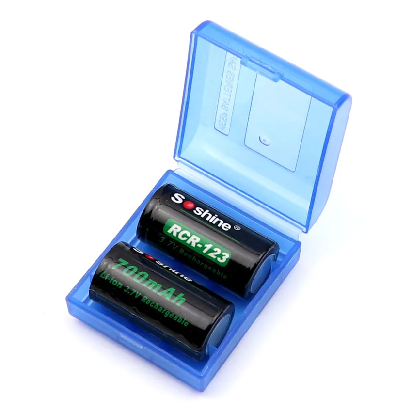 8pcs Soshine RCR123 16340 700mAh Li-ion Rechargeable Battery with 2 x Storage Box Case for Flashlight Headlamp | Электроника