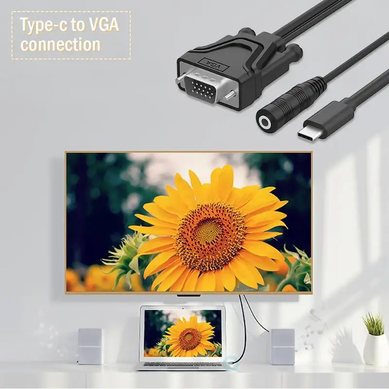USB C концентратор Type-C к VGA 3 5 мм аудио порты ТВ видео конвертер адаптер кабель
