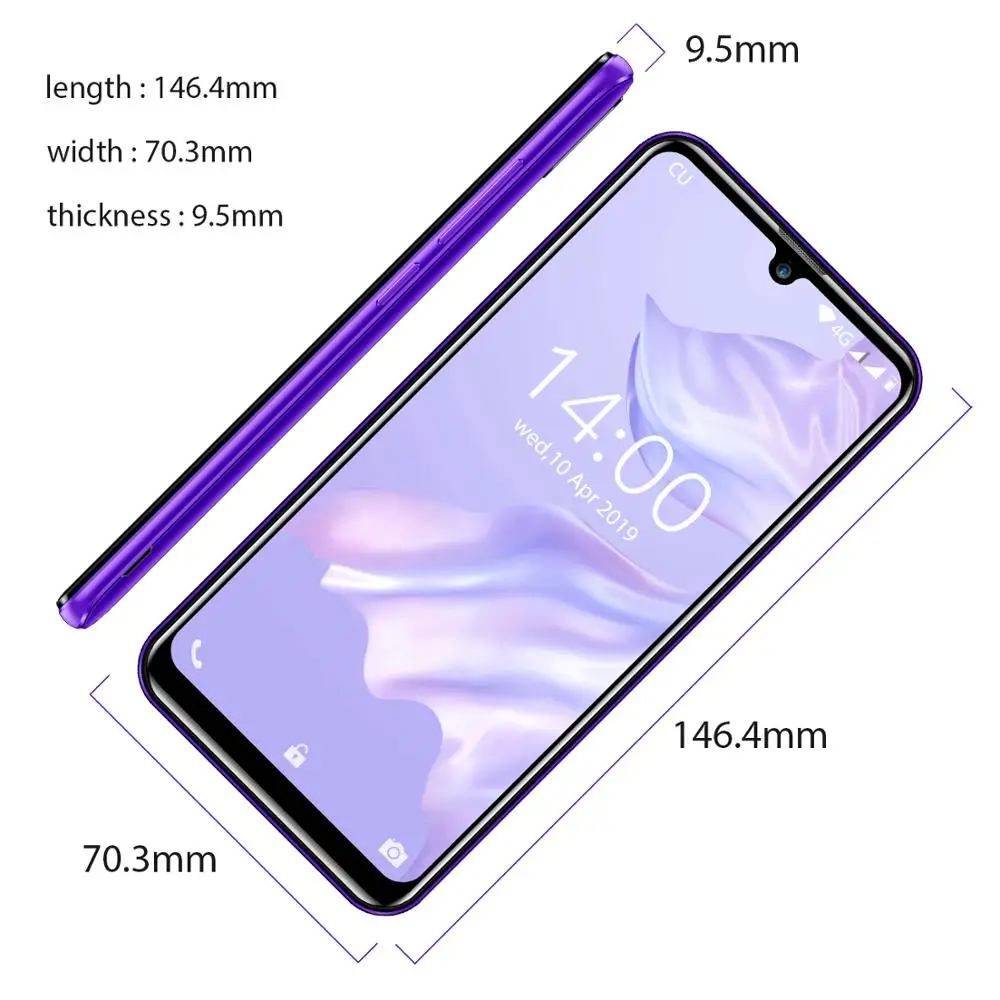 OUKITEL C16 Pro 5,71 ''Android 9,0 19:9 мобильный телефон с экраном капли MT6761P Quad 3 Гб ram 32 Гб rom смартфон 4G LTE мобильный телефон