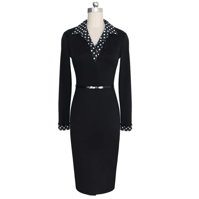 Женское платье с длинным рукавом офисное средней длины до колена XXL поясом SL0712|dress