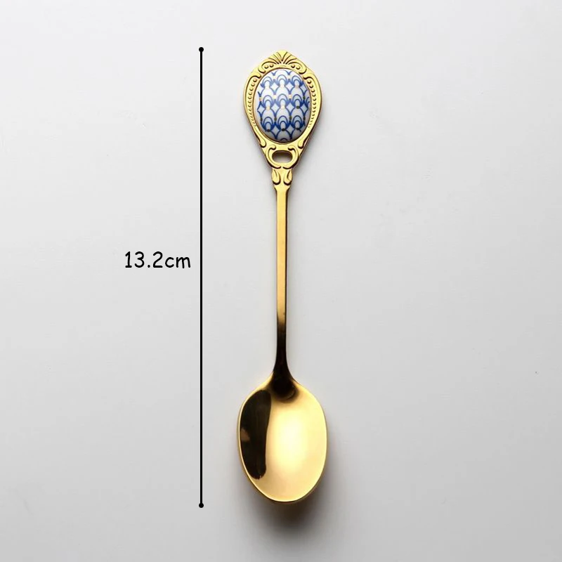 Сервировочная Ложка десертная инкрустация керамическая ручка винтажная