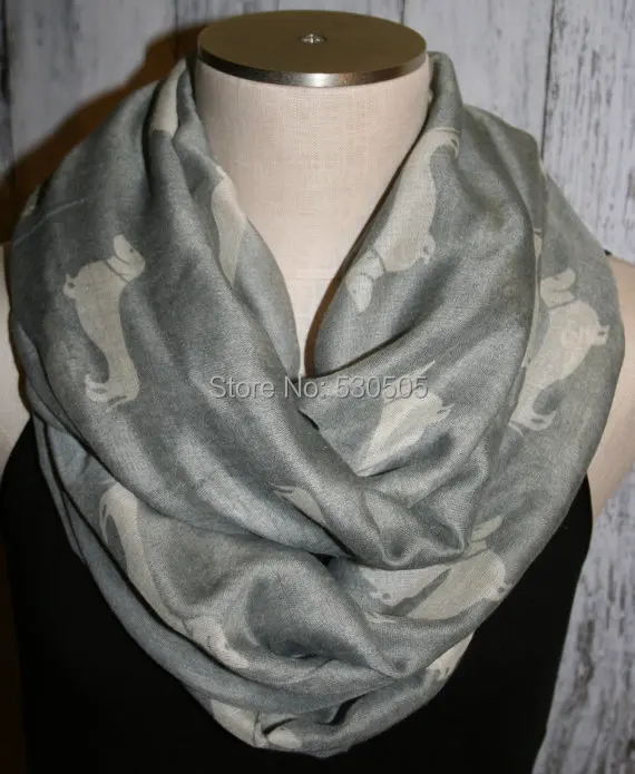 

Dog Print Scarf Grey Gray Dachshund Print Weiner Dog Sausage Dog Scarf-Shawl-Sarong Chunky Summer Scarf