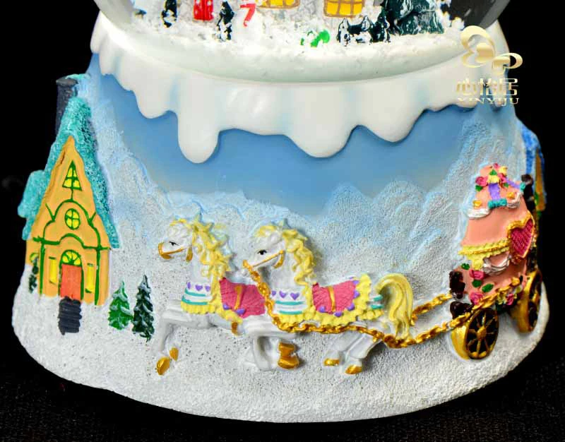 Zm вращающийся Снежный хрустальный шар Рождественская музыкальная шкатулка Sky City