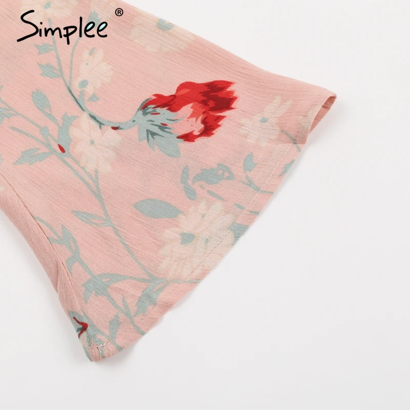 Летнее женское короткое платье Simplee, из двух частей, с рюшами, платье с открытыми плечами, свободным рукавом и кружевами, с принтом, повседневное короткое платье бохо