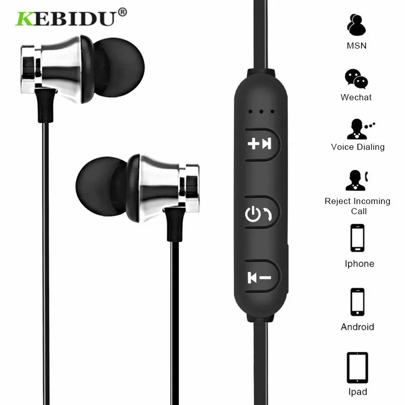 Магнитные Bluetooth-наушники Kebidu XT11 беспроводные наушники с микрофоном для iPhone Xiaomi