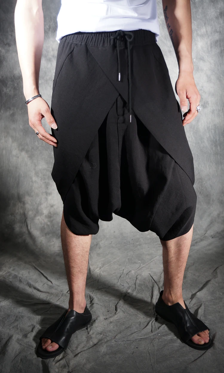2016 Men clothing Gd fashion Summer personality harem pants capris elastic drawstring capris casual singer costumes