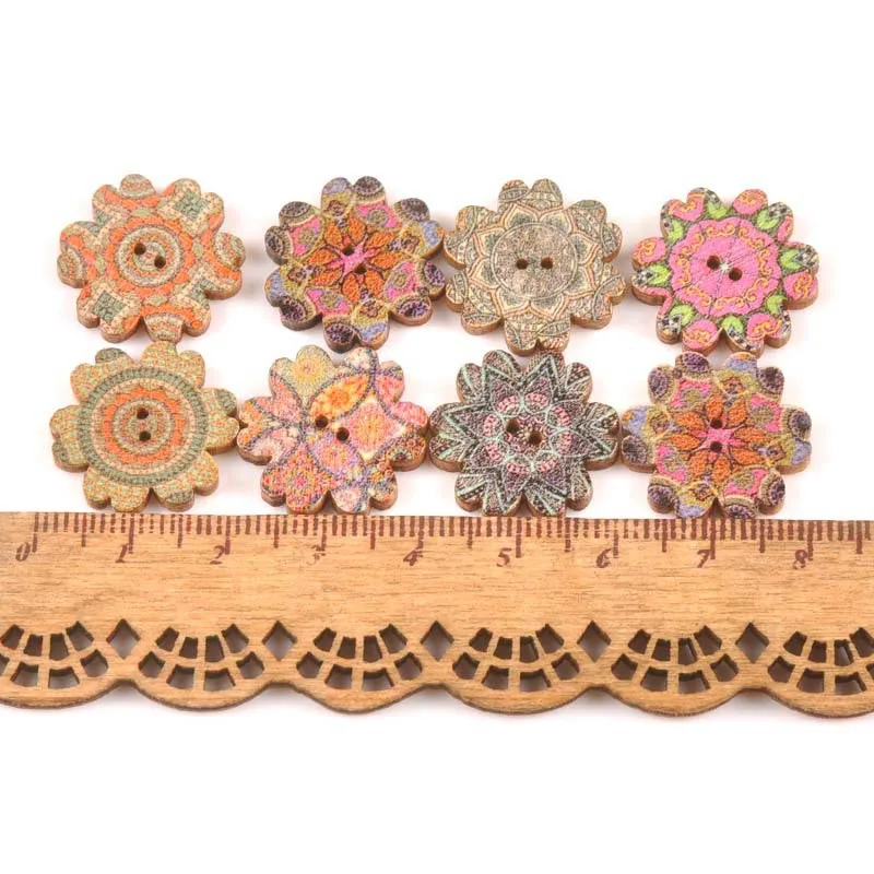 1 Sewing Accessories High Quality Popular Hot Sale Clothing Crafts Painted Sewing Gear Handwork 20PCS/Lot Wood Buttons - Color: 1