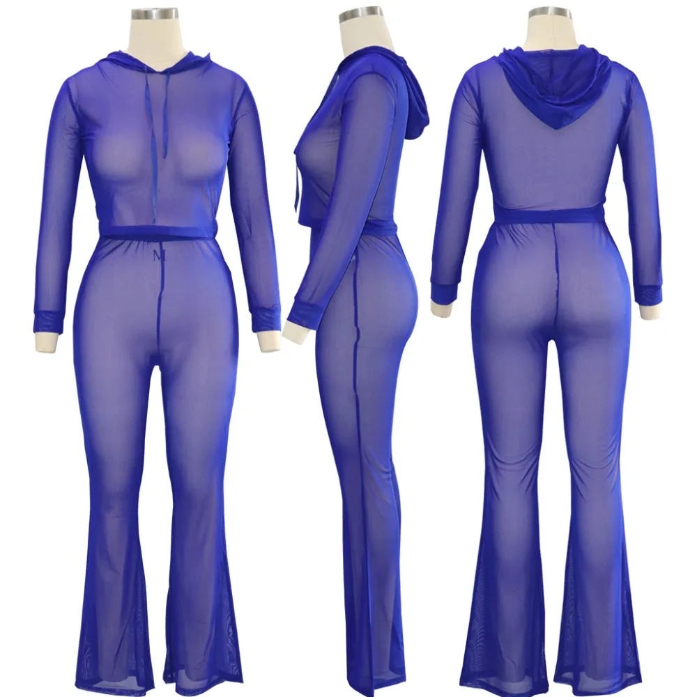 Wjustforu Повседневный сетчатый спортивный костюм с капюшоном для женщин модный