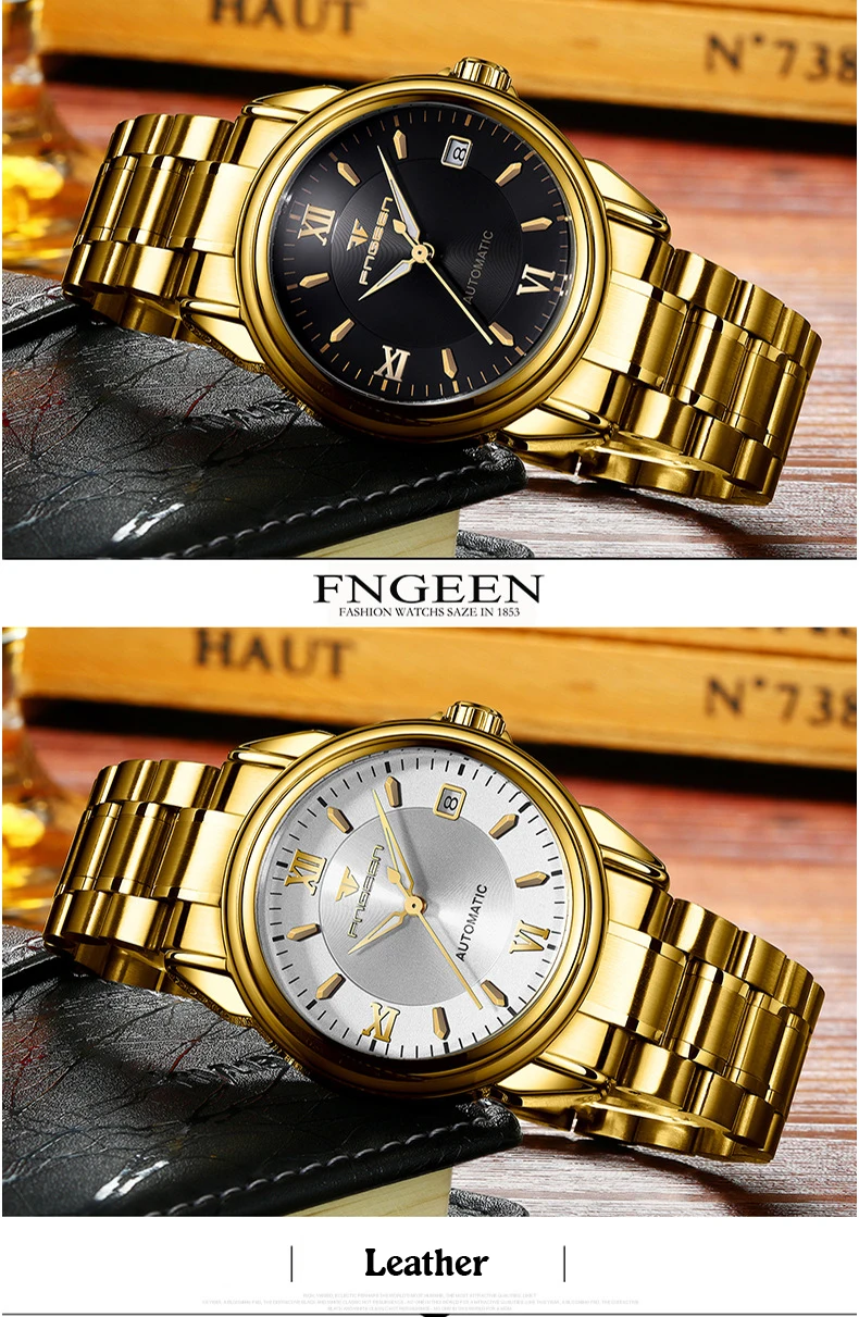 FNGEEN, новая мода, топ, люксовый бренд, часы для мужчин, деловые часы, нержавеющая сталь, часы для мужчин, Автоматическая Дата, Relogio Masculino