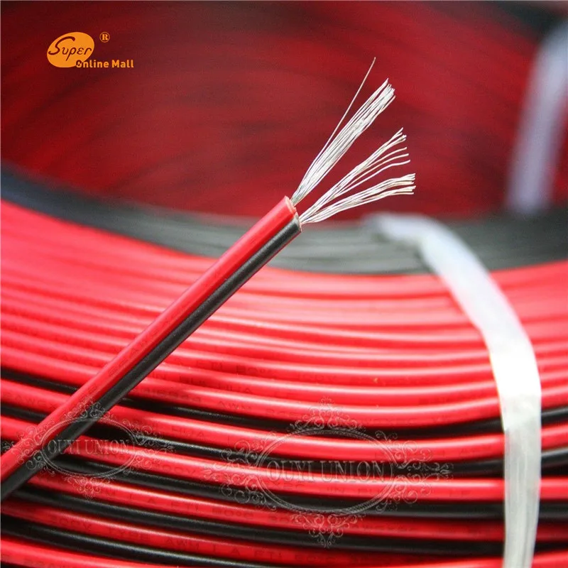 100 метров Луженая Медь 18-28AWG 2 pin Красный Черный кабель ПВХ изолированный провод