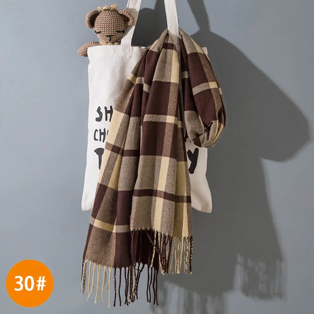 Style 30 Детские шарфы для мальчиков и девочек, брендовый кашемировый шарф в клетку с кисточками, осенне-зимний плотный теплый платок для детей 190*35 см, шейный платок - Цвет: Style 30