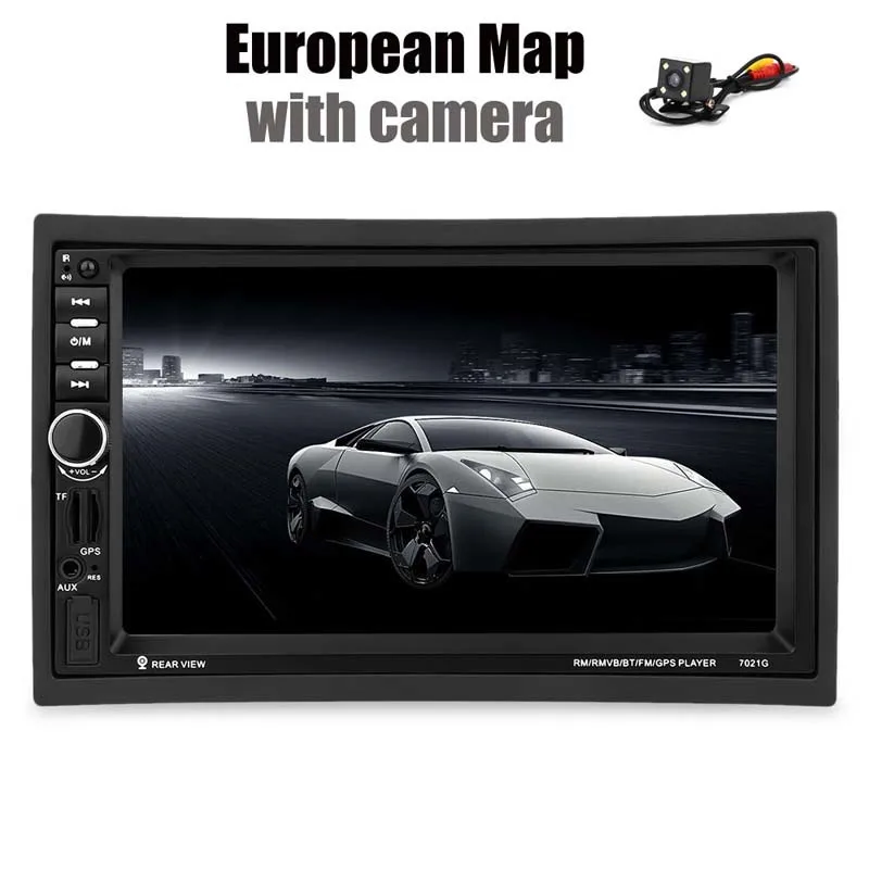 European map 7 дюймов 2 Din автомагнитола Wince система автозвука стерео Авто Аудио Bluetooth 1080P FM радио камера заднего вида дистанционное управление - Цвет: European map