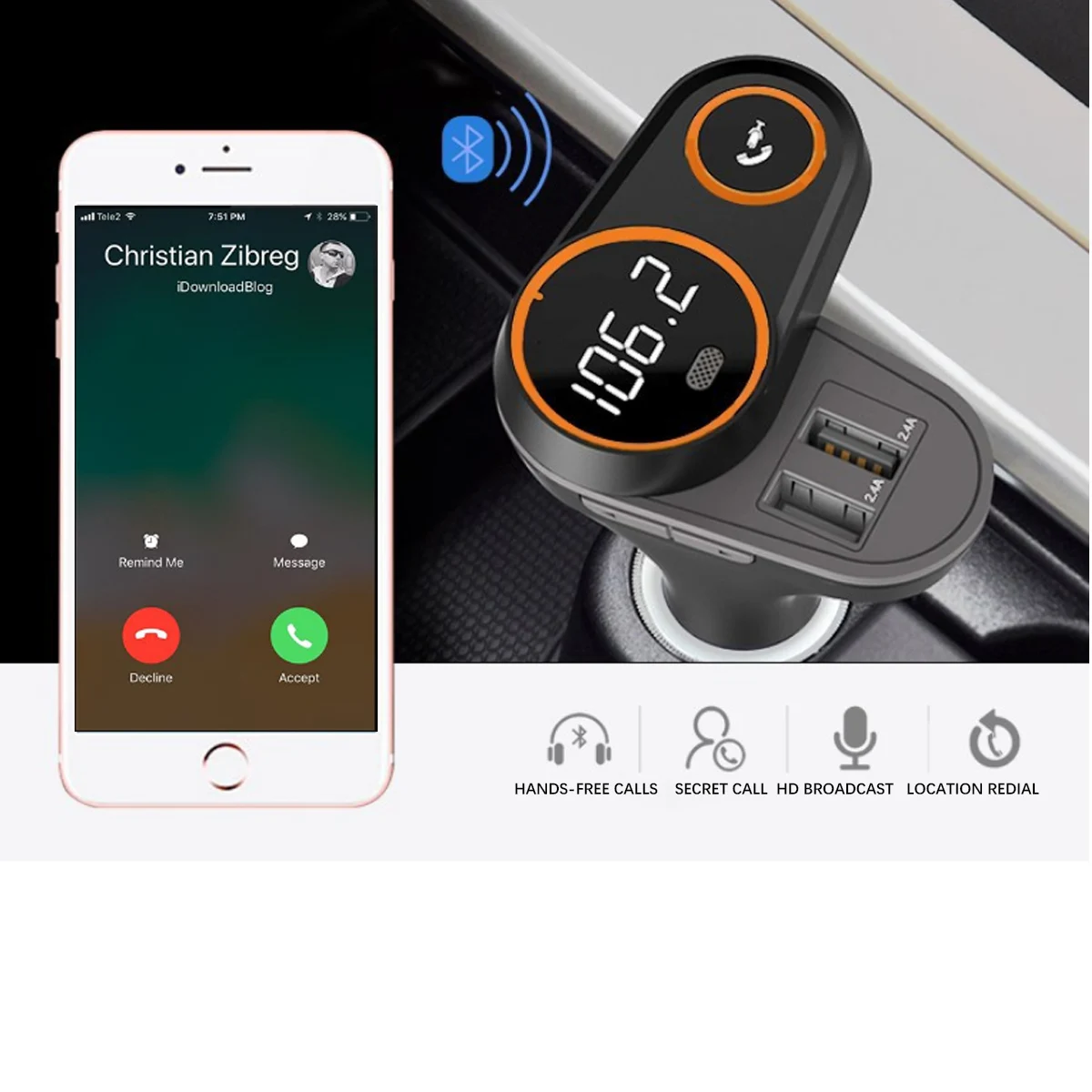 C43 Bluetooth fm передатчик для автомобиля беспроводной радио адаптер автомобильный