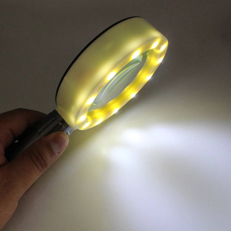 Ручная Лупа с подсветкой лупа для чтения ювелирных изделий увеличительное