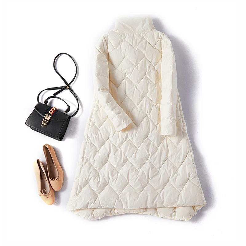 Белый пуховик на утином пуху теплая куртка новинка 2020 зимний женский длинный