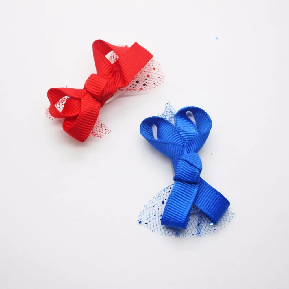 Fashionable 6 pcs/set dark/light multi color plastic hair clips assorted bow knot net barrettes accessories for girls | Детская одежда