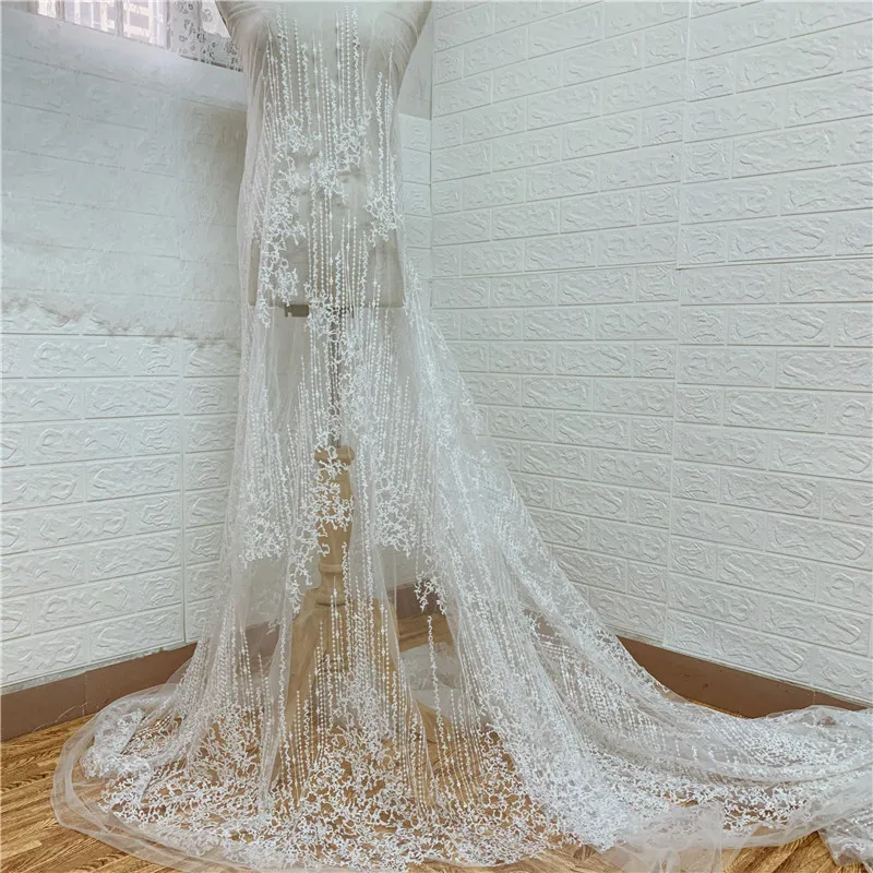 5 двор 130 см в ширину ленты Вышивка Кружева Тонкий Off white сетчатый французский Тюль