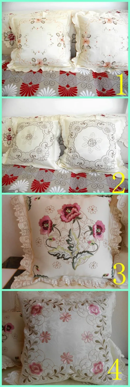 Чехол-наволочка с цветочной вышивкой из натурального хлопка | Дом и сад