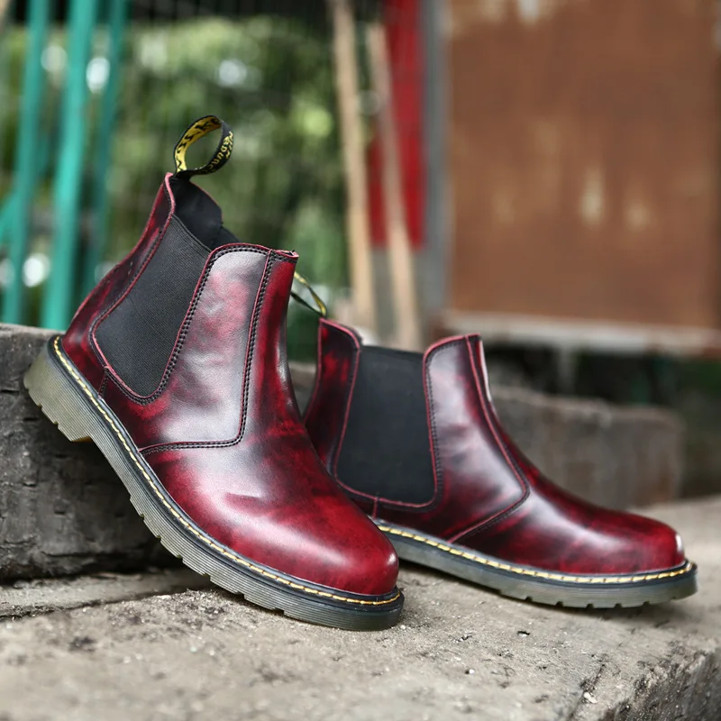 Весна осень открытый кожа мужчины сапоги высокий верх черный коричневый