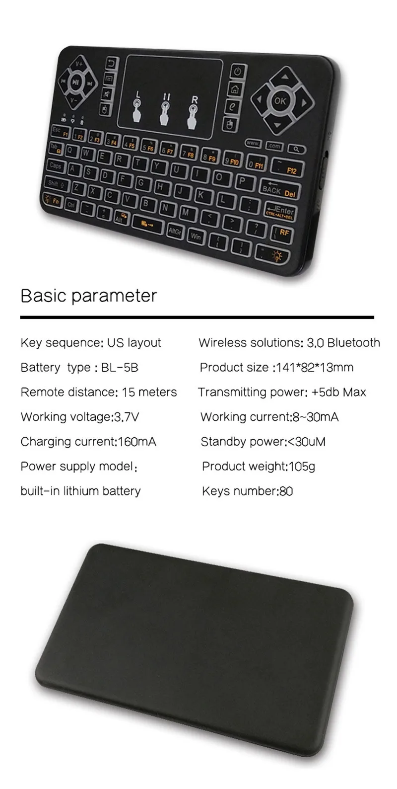 Мини беспроводная клавиатура с подсветкой bluetooth сенсорная клавиатура RGB Fly Air mouse пульт дистанционного управления для Android tv Box Smart tv