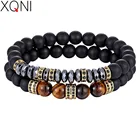 Мужские и женские браслеты XQNI, золотистыечерныестальныерозовые золотистые цвета на выбор, черные матовые аксессуары из оникса и фианита, браслеты-подставки, ювелирные изделия унисекс