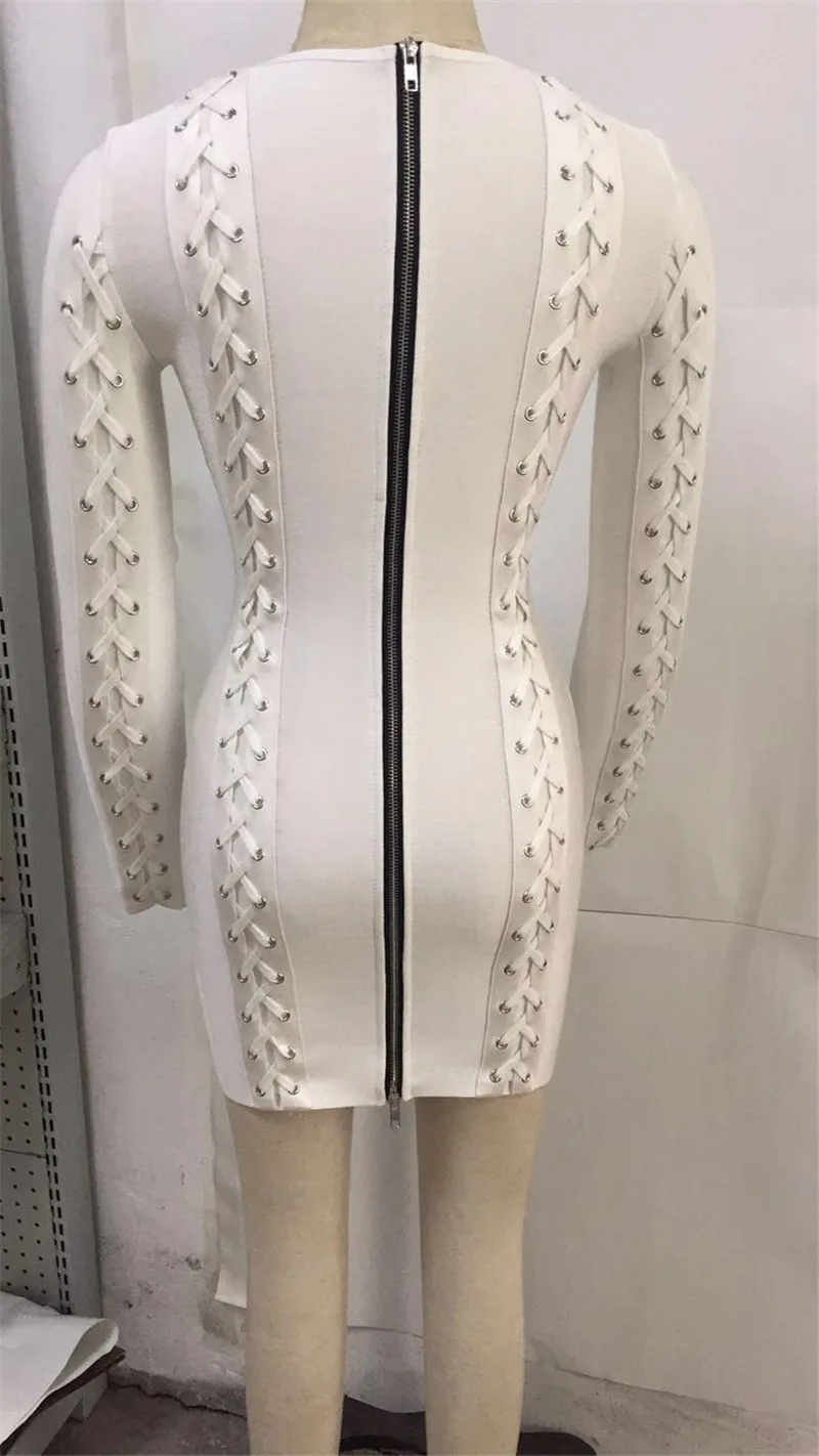 

Fashion Women Dress Round Neck Long Sleeve Mini Bodycon Bandage Dress