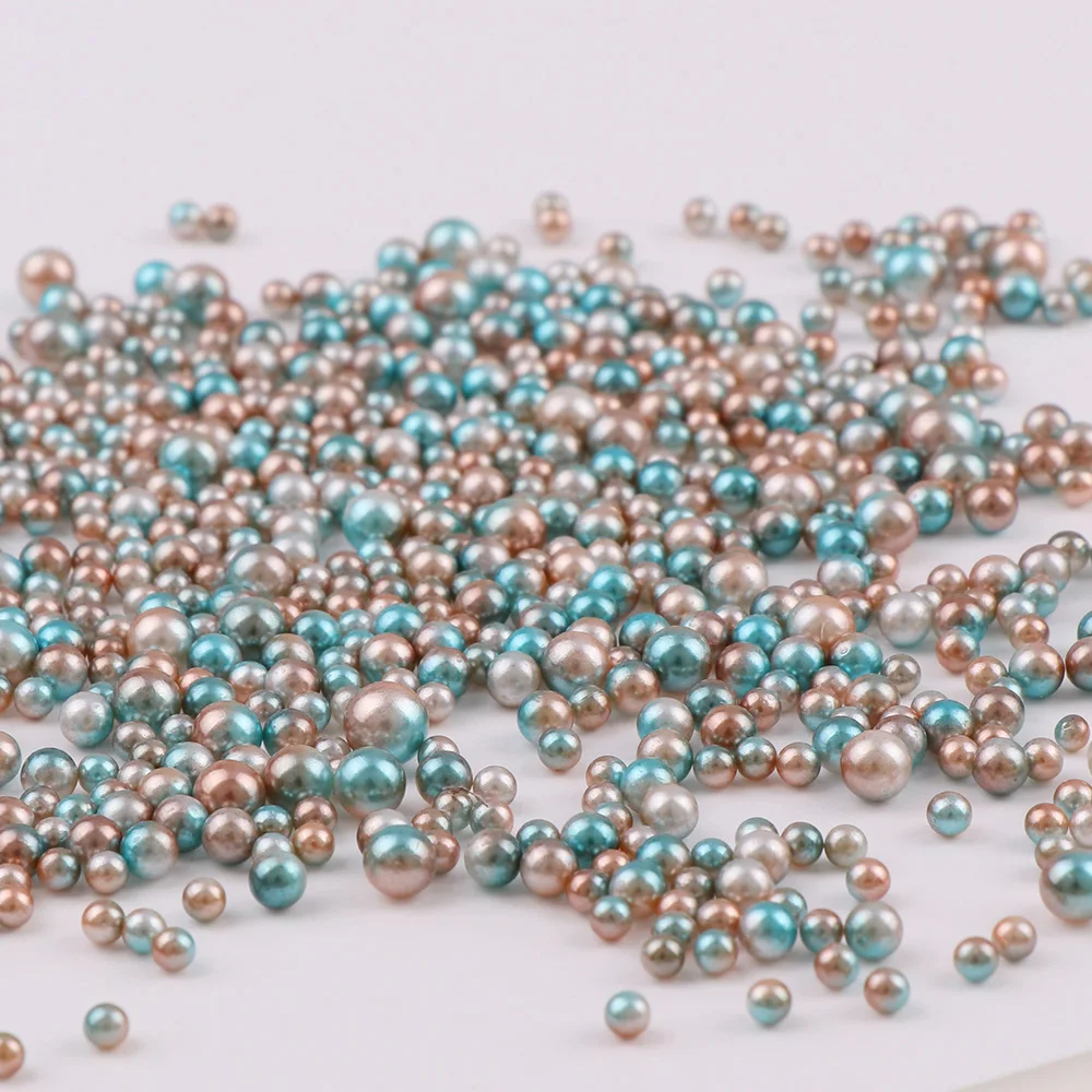 

20g 3-6mm Gradient Blue Brown Series Imitation pearl Mix Size No Hole Pearl Round Beads For DIY Nail Art Jewelry Decoration