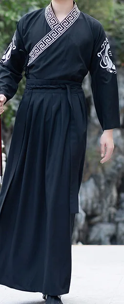 As Picture Hanfu мужской черный китайский костюм традиционный Древний Династия Цин мужской сценический наряд Национальный фольклор шоу одежда DNV11617 - Цвет: As Picture