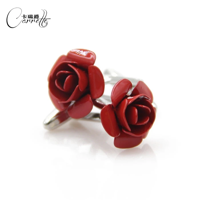 Модные запонки в форме страстных красных роз для мужчин и женщин на День святого