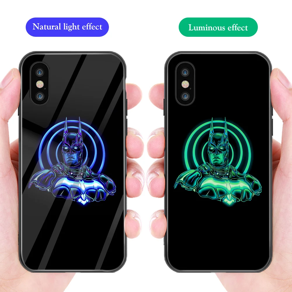 ciciber Phone Case For iphone 11 Pro Max XS MAX X XR Luminou Glass Cover for Iphone 7 8 6 6S Plus Marvel Iron Man Thanos Funda |