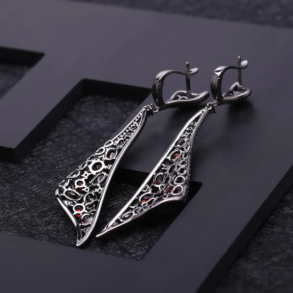 Женские серьги с красным гранатом GEM'S серьги-подвески из стерлингового серебра