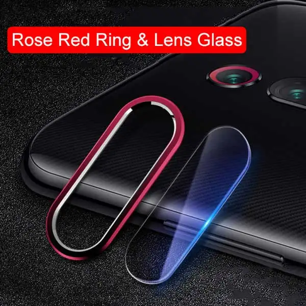 Rose Red and Glass Стекло Xiaomi mi 9T Pro mi 9T чехол для камеры Защитная крышка для Xiao mi Red mi K20 Pro закаленное стекло металлическое защитное кольцо для объектива камеры - Цвет: Rose Red and Glass