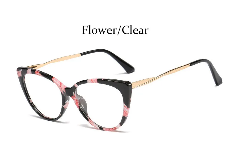 Flower Clear Оправа для очков Женская Новая мода кошачий глаз компьютерные очки оправа кошачий глаз линзы оправа женские сексуальные черные женские очки - Цвет оправы: Flower Clear