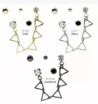 4pcs/lot gold silver black geometric triangles fashion earrings gifts for women jewelry stud E-224 | Украшения и аксессуары