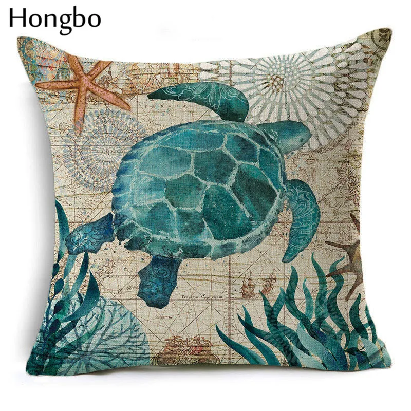 Чехол Hongbo с рисунком морских животных черепашек осьминогов подушка чехол на