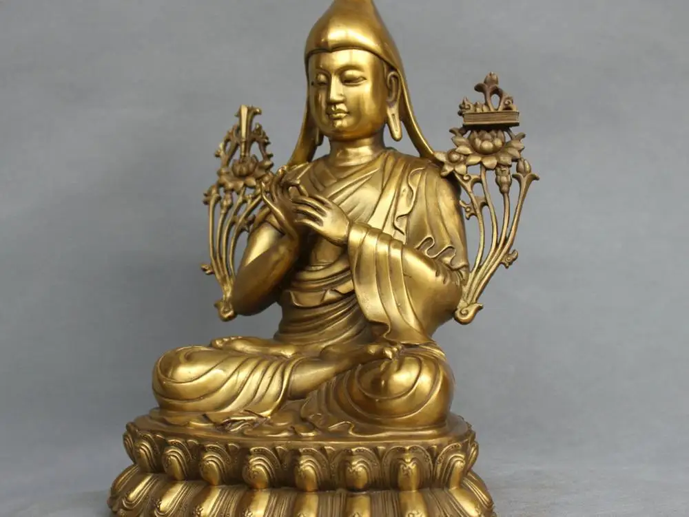 13 дюймов Китай тибетский буддизм бронзовый tsongkhкак Guru статуя монаха Будды (выбор