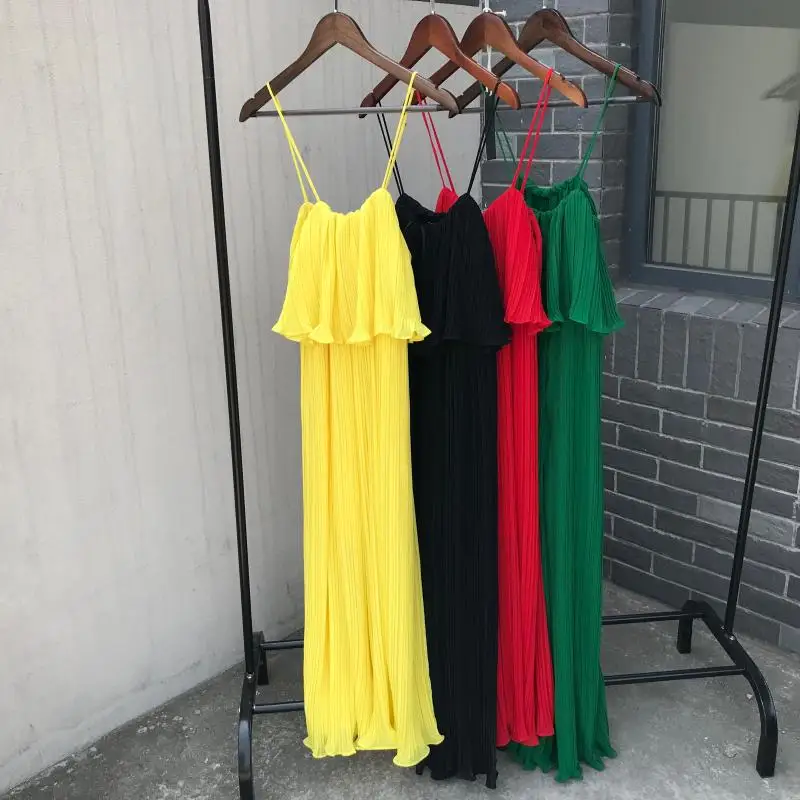 Женское боди с рюшами Vadim летнее плиссированное платье без рукавов широкими