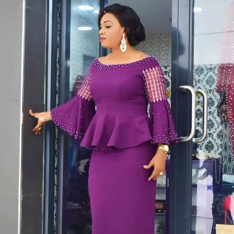 Женские африканские платья 2018 Осень Зима с длинным рукавом рождественское